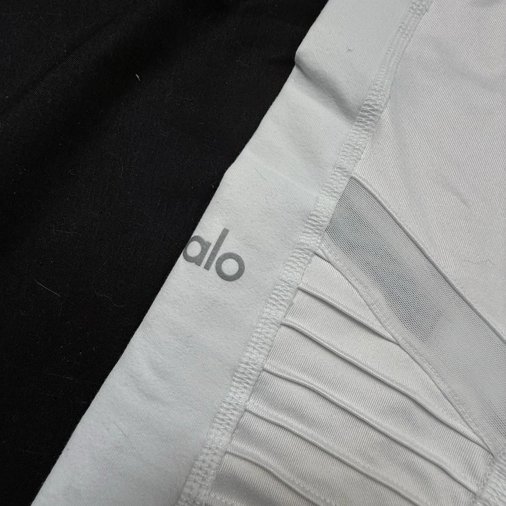 Alo Yoga Leggings Womens Small White Moto High Waist Mesh Panel Pants Activewear